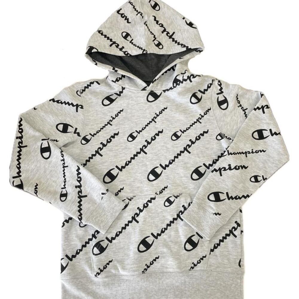 Champion Boy's Grey Logo Hoodie